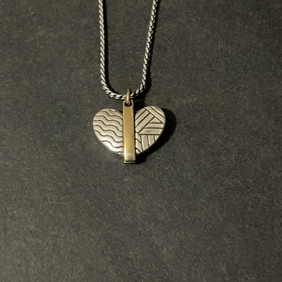 BRIGHTON TWO TONED HEART NECKLACE - Picture 2 of 6